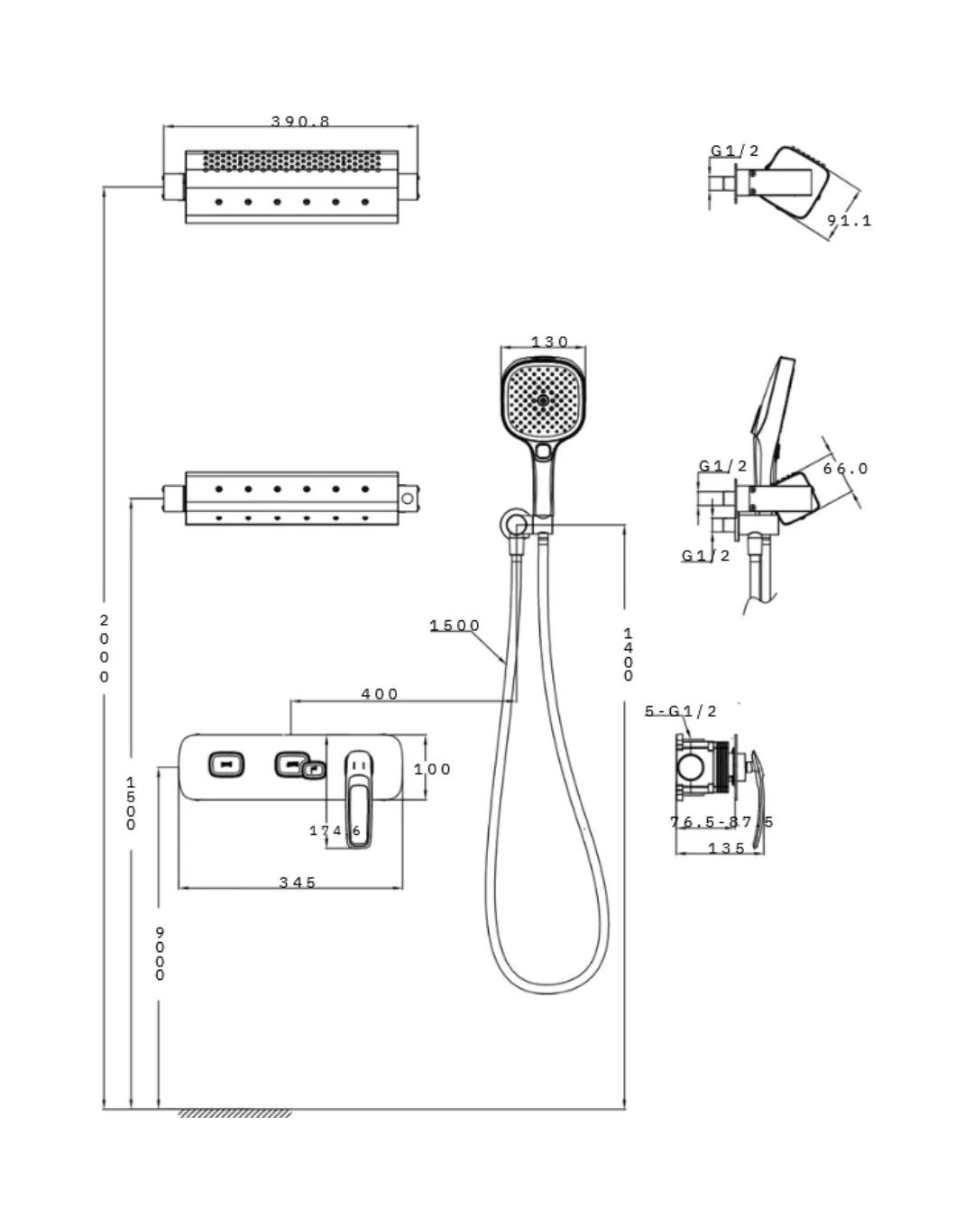 Icon Shower spec drawing thumbnail